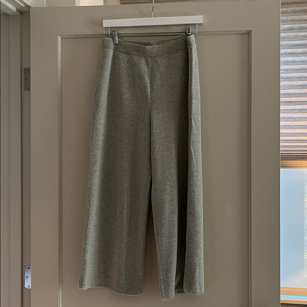 J.Crew | Merino wool sweater-knit wide-leg crop pants | Heather Gray | Size M